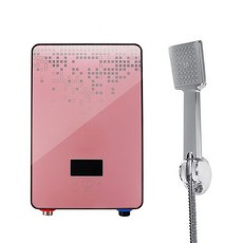 Mrosaa 6500W 220v 가정용 전기 온수기 벽걸이형 샤워기 전기순간온수기 세트, 핑크