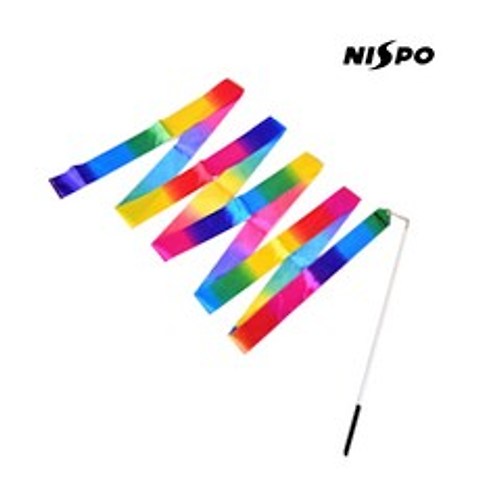 니스포 6색 리본 리듬체조 4M 체조도구, 옐로우핑크화이트