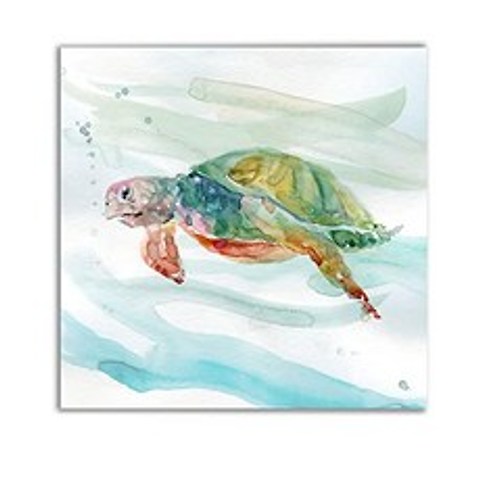 WEXFORD HOME Turtle Tropics II Gallery Wrapped Canvas Wall Art 24x 24 (Turtle Tropics Ii 24x24), Turtle Tropics Ii, 24x24
