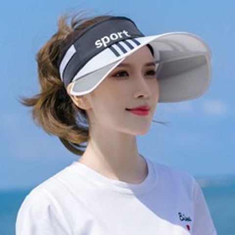 골프모자 골프 모자 햇빛차단모자 썬캡 여성 야외운동 여성라이딩 코디하기쉬운 배색 태양 차양모자, 검정색과 흰색