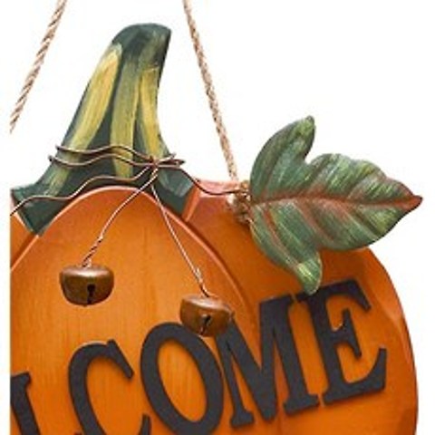 Grace Home Wood Pumpkin Welcome Sign Harvest Fall Halloween Thanksgiving Hanging Wall Door Decoration, 본상품