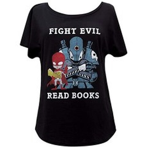 Out of Print Womens Literary Book-Themed Dolman Sleeve Tee T (Fight Evil Read Books 2018 X-Large), 본상품