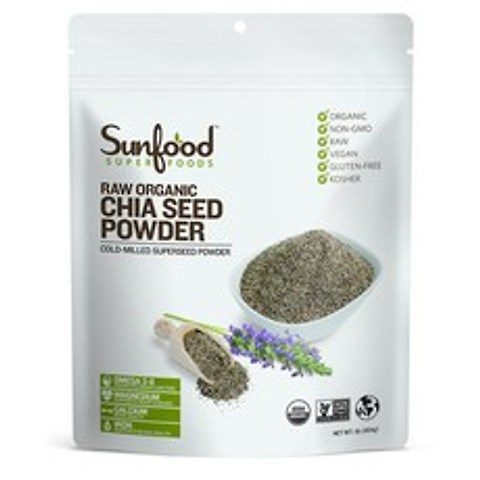Sunfood (미국직배) 썬푸드 유기농 치아씨드 파우더 454g Organic Chia Seed Powder 1.0 Lb, 1개