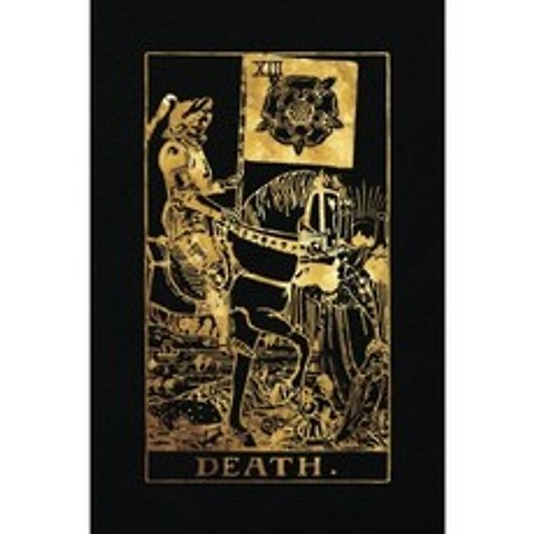 죽음 : 120 개의 대학 통치 줄이있는 페이지 죽음의 타로 카드 노트-검정색과 금색-저널 일기 스케치, 단일옵션