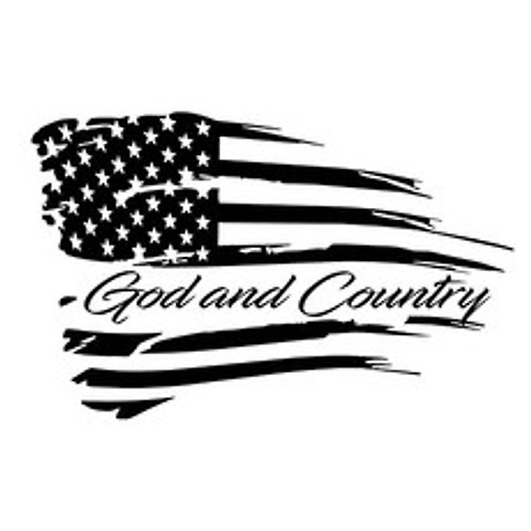 Distressed American Flag- God and Country - Patriotic US Constitution- Vehicle Window Decal- (Red), Red