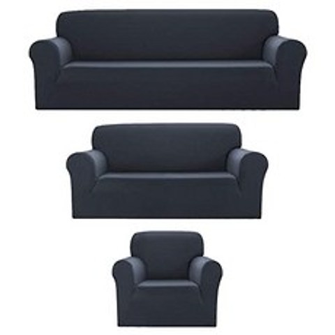3pc SlipCover Set for Sofa Loveseat Couch Form fit Stretch (Dark Gray 3pc set (Sofa Love Chair)), 본상품
