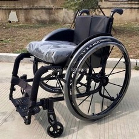 성인 고품질의 장애인 레저 큰 바퀴 모든 지형 경량 접이식 스포츠 수동 휠체어, 04 BLACK