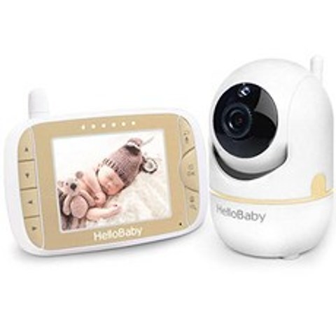 Baby Monitor with Remote Pan-Tilt-Zoom Camera and 3.2 LCD Screen Night Vision VOX 2-Way (gold), gold