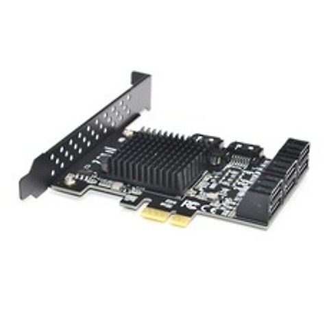 88SE9215 칩 8 포트 SATA 3.0 PCIe 확장 카드 PCI Express SATA 어댑터 SATA 3 컨버터 (HDD 용 방열판 포함)|추가 카드|, 1개, Black, 단일