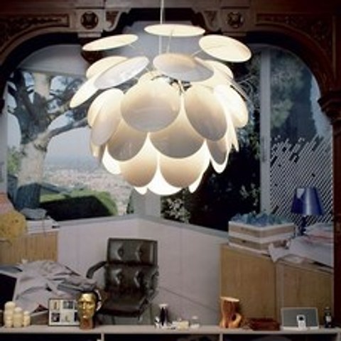 너울너울 마카롱샹들리에 구비조명 라인 플리츠 조명 북유럽 스타일 현대 나빛 천장등 19, 흰색 중간 직경 60cm