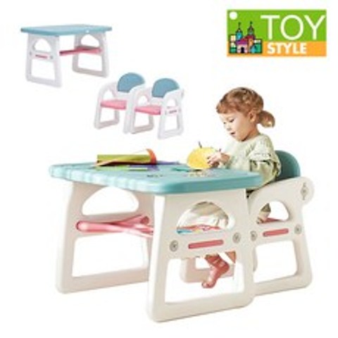 헬로테디 테이블1+체어2개 세트/유아책상의자, 헬로테디테이블체어2인용-라이트그린