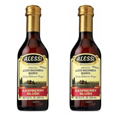Alessi Foods White Balsamic Raspberry Blush Vinegar 알레시 푸드 화이트 발사믹 산딸기 브러쉬 식초 8.5oz(250ml) 2병, 1개