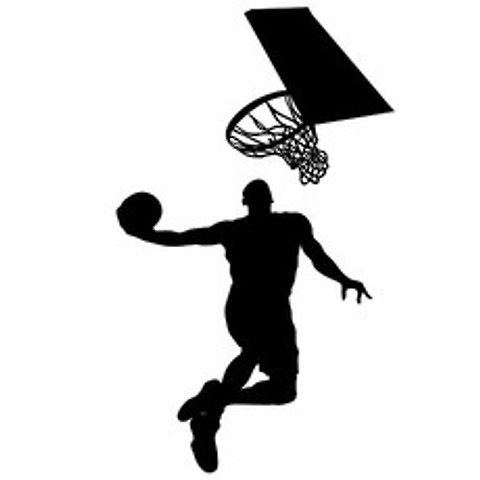 Black 16 inches x 28 inches Vinyl Basketball Players Slam Dunk Silhouette Removable Wall Decals Stickers Murals for Boy Kids Rooms, 본상품