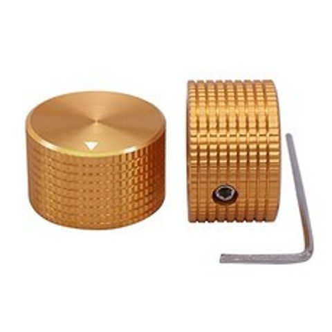 직경 6 mm의 굵은 샤프트 볼륨 조절 노브 일렉트릭 기타 노브 스위치 노브 25mm의 대화를위한 2 조각의 황금 색상의 알루미늄 회전 전자 제어 전위차계 노브 (Gold), Gold