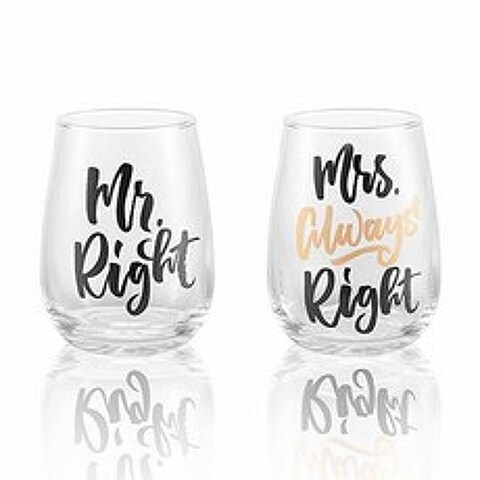Mr.Right and Mrs Always Right Wine Glass set of 2 for wedding/1766887, 상세내용참조, 상세내용참조, 상세내용참조