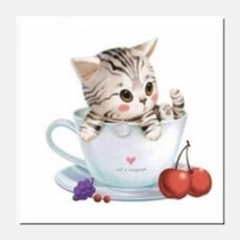 (국내배송/오늘출발) 모모픽스페인팅 F13 체리캣 고양이 40x40cm DIY그림그리기 유화 따라그리기 셀프 페인팅 집콕 어린이 취미 세트 그림