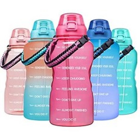 [해외직구]Giotto Large 1 Gallon Motivational Water Bottle with Paracord Handle Removable Straw - L, A8Pink_1 Gallon, A8Pink