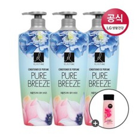 엘라스틴 퍼퓸 퓨어브리즈 컨디셔너 600ml+해피브리즈바디워시180ml(증정), 3개