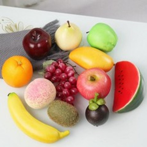 과일 모형 가짜과일모델 촬영소품 장식 사과 파인애플 바나나 수박, 과일 12 개 세트, 상세페이지 참조, 상세페이지 참조