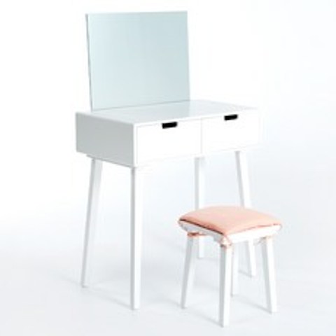 에보니아 모노 원목화장대 세트(화장대+의자+거울), 화이트
