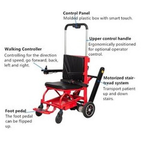 활동 가격 휴대용 장애인 전동 휠체어 등산 계단 휠 의자, 02 red