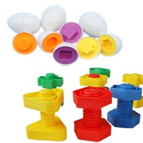 유아 아기 장난감 계란 퍼즐 게임 교육 장난감 색상 인식 모양 일치 너트 볼트 나사 훈련 장난감 재미 있은 유아의 선물|Puzzles|, 단일, 1개, 6pcs Screws 6pcs egg