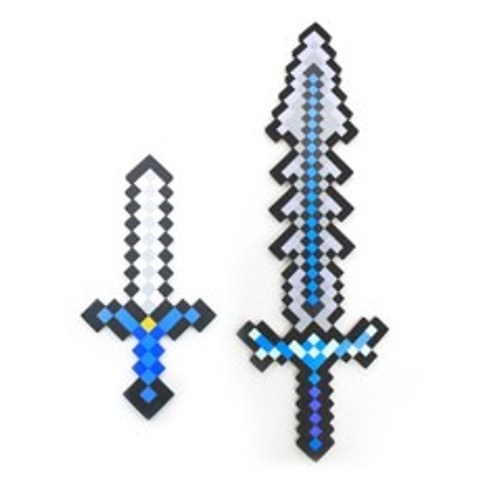 마인크래프트 장난감 검 EVA 버블 다이아몬드 검 무기 게임 세트 도기 1세트, 롱 그레이 검+블루 화이트 검 세트