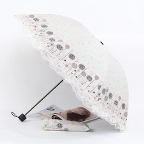 레이스 양산 접이식 자외선 차단 우산 태양 가림막 여성 초경량 20대 우양산 UV 보호 자수 공주풍