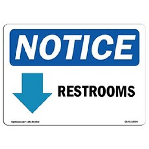 OSHA 통지 표지판-화장실 [아래쪽 화살표] 기호가있는 표지판 | 비닐 라벨 데칼 | 비즈니스 건설 현장, 단일옵션