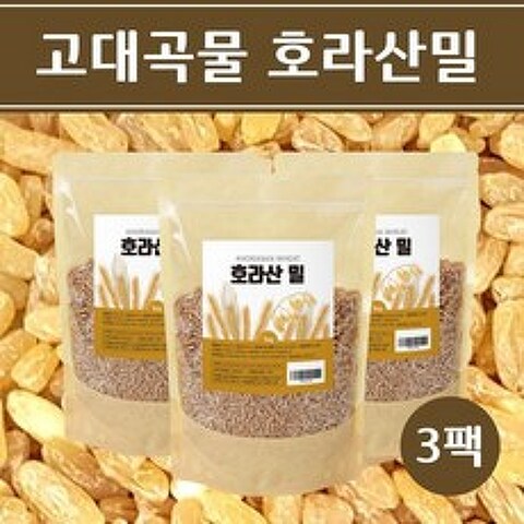 고대곡물 호라산밀 터키산 100% 호라산 쌀 밥 셀레늄 식이섬유 효능 먹는법, 3팩, 1kg