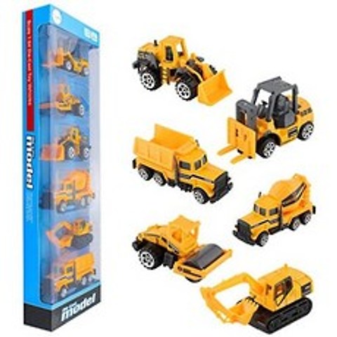 BenRich 6 Piece Mini Die Cast Car 164 Scale Engineering Vehicle Construction Site Dump Truck Exca, Yellow_One Size, Yellow_One Size, 상세 설명 참조0