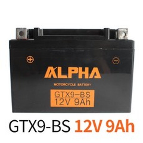 오토바이 밧데리 알파 배터리 GTX9-BS 12V 9Ah, 블랙