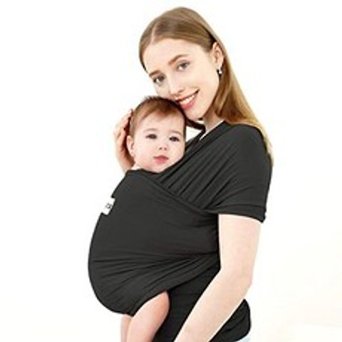 AcraBros Baby Wrap Carrier Hand Free Baby Carrier Sling Lightweight Breathable Softness Newborn and Baby Shower Gift Black