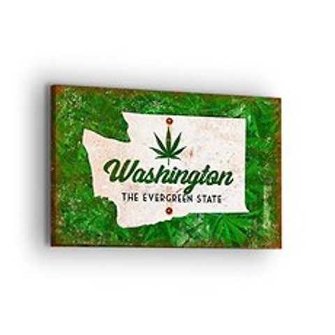 Washington Marijuana State Map Canvas Wall Art - Professional Qu (14