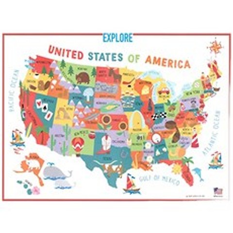 28x40 United States USA US Childrens Wall Map Mural Poster Laminated for Kids (28x40 Usa), 28x40 Usa