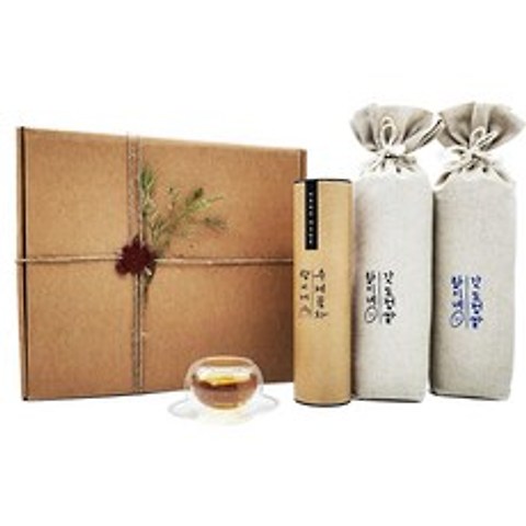 강화섬쌀(1kg 2개) & 블렌딩차 삼각티백(매화와 홍차) 선물세트 / 랑이네 선물상자, 기본