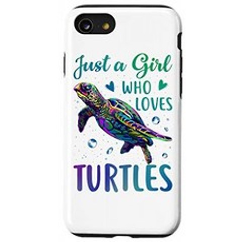 iPhone SE (2020) / 7/8 거북이를 사랑하는 소녀 수채화 바다 바다 선물 케이스, 단일옵션