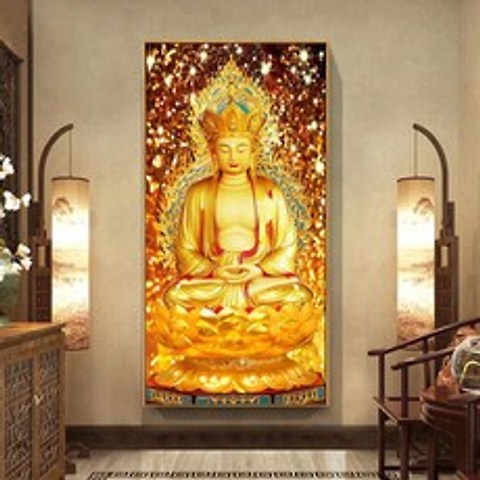 China 부처님 보석십자수 불교 관세음보살 비즈십자수 종교 큐빅 비즈 공예, 90x160cm