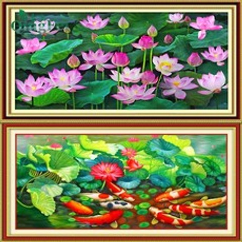 와이유 십자수 청비정준연연꽃십자수구어연꽃도십자수련여유 캄보디아에는 다, 위 그림 H2167 연못연화100X60+고광사