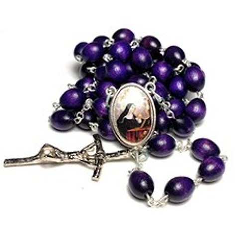 3rd Class relic Rosary Saint Rita of Cascia Patron Lost Impossible Causes Sickness Wounds (Purple), Purple