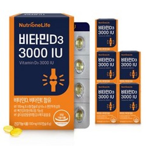 뉴트리원 한국인 필수 영양소 항산화 뼈 건강 비타민D 3000IU 고함량 비타민D3 750% 관절 관리 + 활력환, 3box, 60캡슐