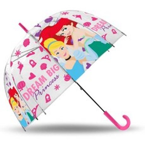3232디즈니 프린세스 아리엘 신데렐라 어린이용 우산 자동 우산 자동 우산 투명 지름 75cm부채 양끝의 굵