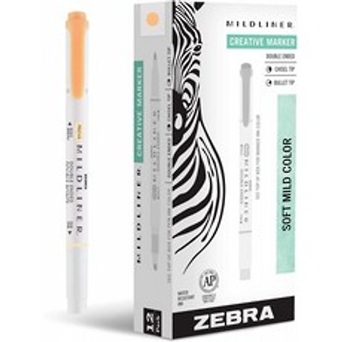 Zebra Pen Mildliner 더블 엔드 형광펜 넓고 정밀한 팁 주황색 12 개