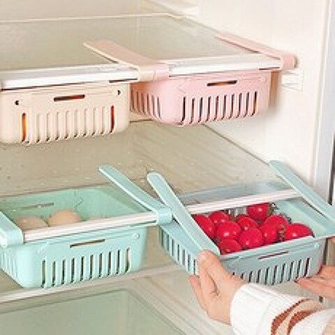 아이디어 다용도 냉장고 수납함/슬라이드/선반/냉장고정리, 핑크