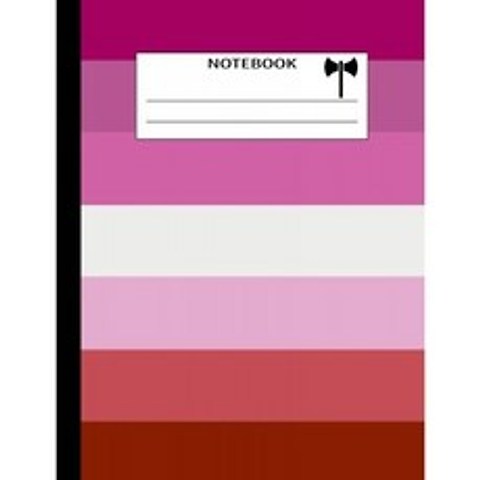 노트북 : 레즈비언 무지개 분홍색과 흰색 깃발 색상과 Labrys 기호 구성 도서 저널 (7.44 