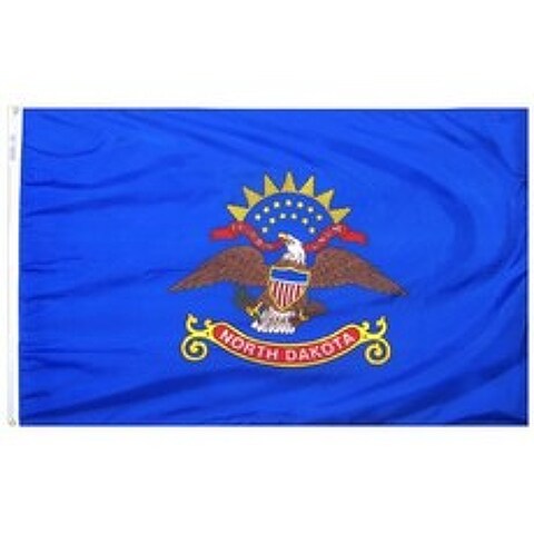 North Dakota State Flag 3x5 ft. Nylon SolarGuard NYL-Glo 100 % Made in USA to Official State Desig, 단일옵션