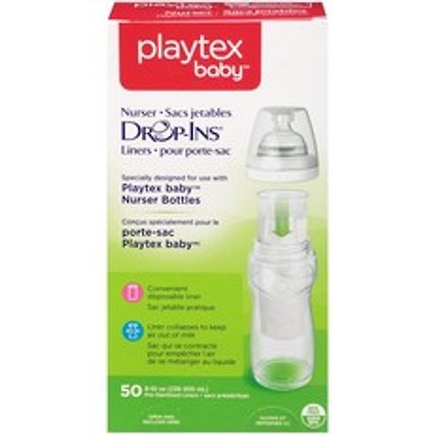 Playtex 간호 시스템 Drop Ins Bottle Liners Pre-Formed Soft 50 ct 8 oz: Health & Personal Care, 단일옵션