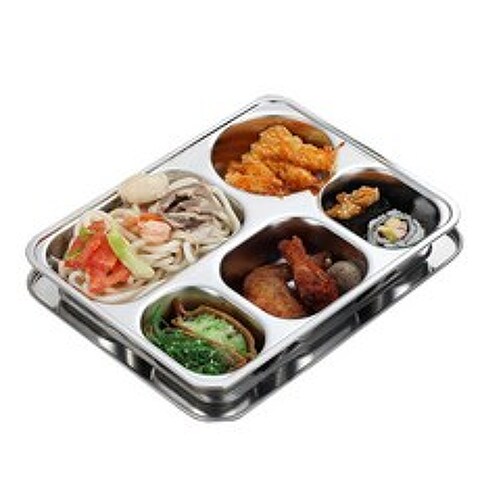 구내식당 급식용 5구식판 식판 뚜껑식판 스텐식판 분리접시, 1개, 단품