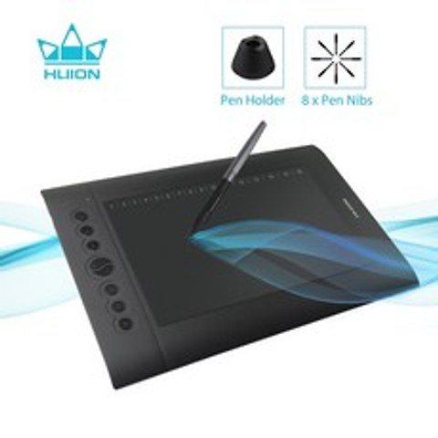 Huion H610 PRO V2 디지털 그래픽 태블릿 아티스트 디자인 드로잉 태블릿 틸트 기능 Win 및 Mac 용 배터리가 필요없는 펜 태블릿, 검정, 협력사