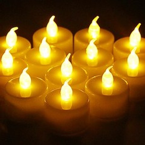LED 티라이트 전자 양초 미니 캔들 홀더 촛불 초, (티라이트 옐로우)